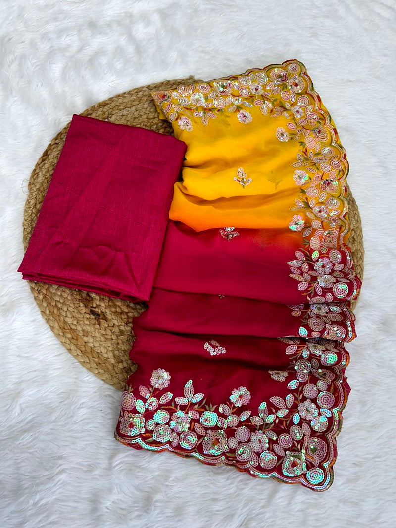 Sequence Work Shaded Saree