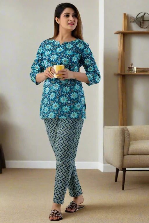 hand block print night wear Co ORD