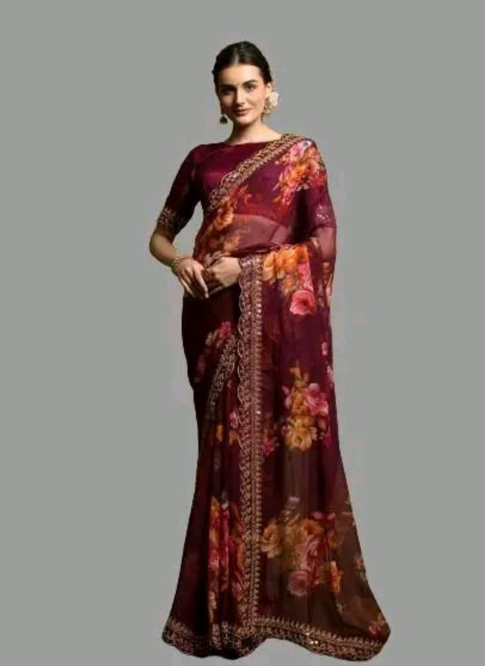 Floral Saree with Border