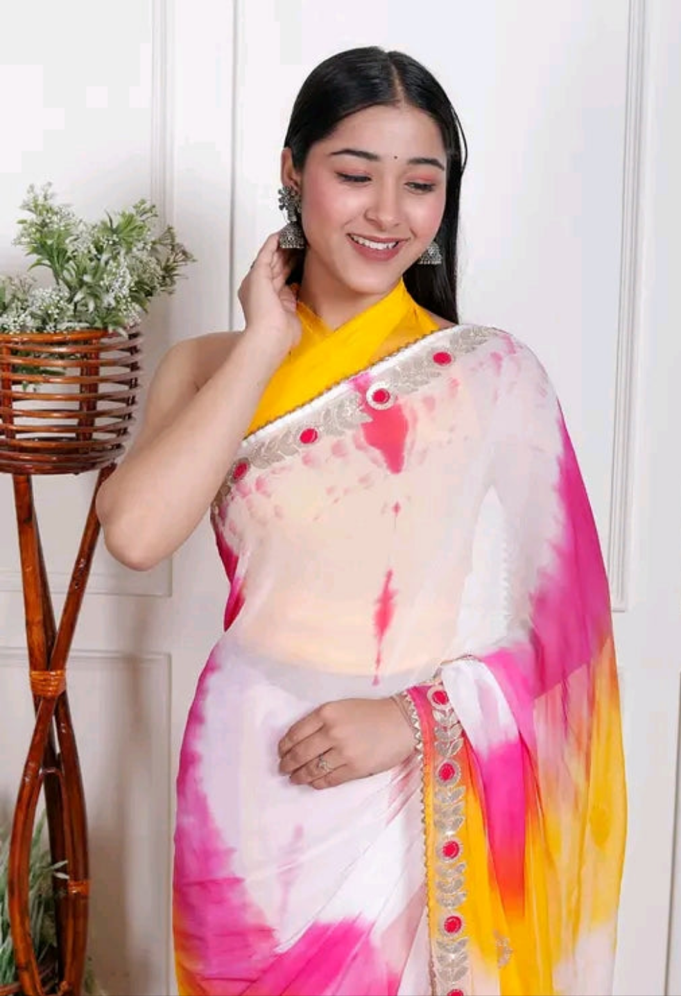 Multi Color Sibori Gota Patti Saree