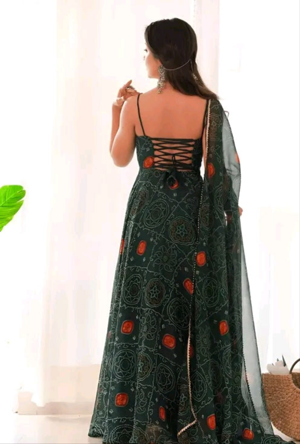 Bandhni Sleevless Anarkali Suit