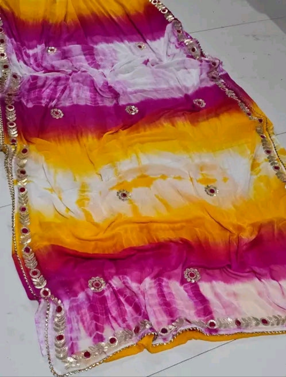 Multi Color Sibori Gota Patti Saree