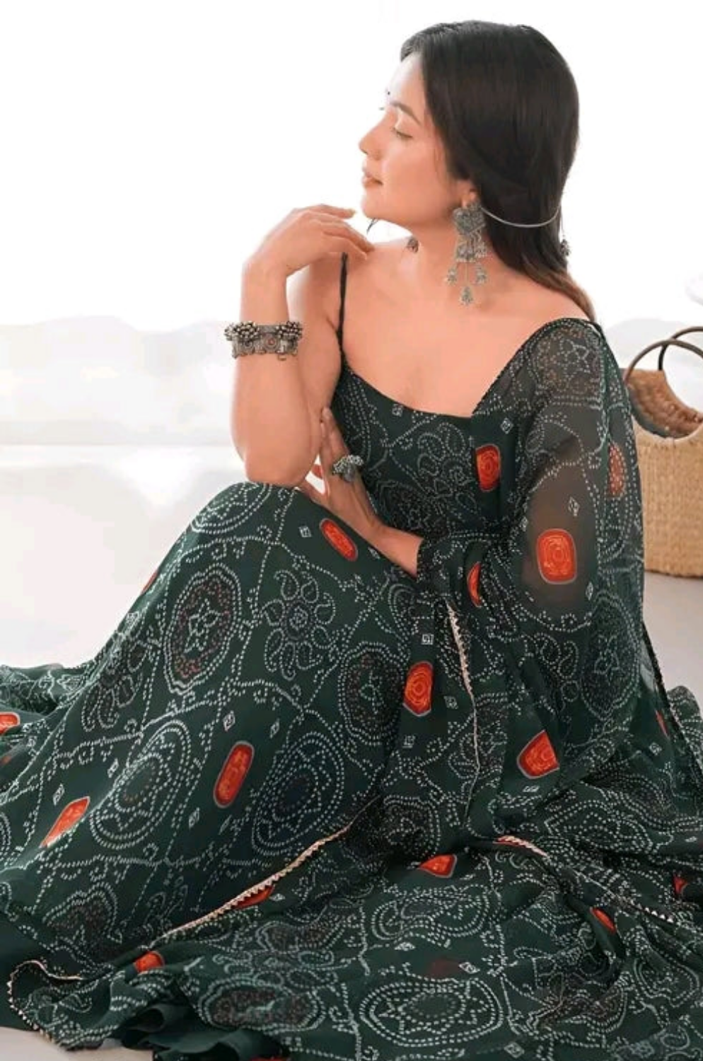 Bandhni Sleevless Anarkali Suit