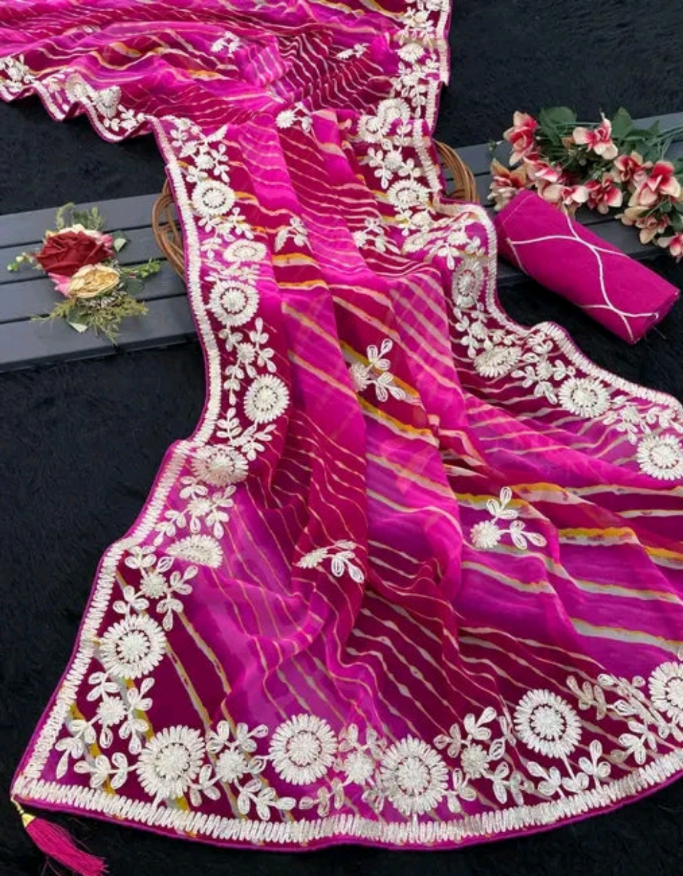 Saawan Gota PattiLeheriya Saree with silk blouse