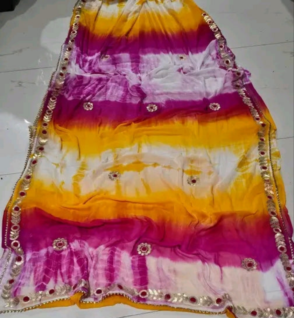 Multi Color Sibori Gota Patti Saree