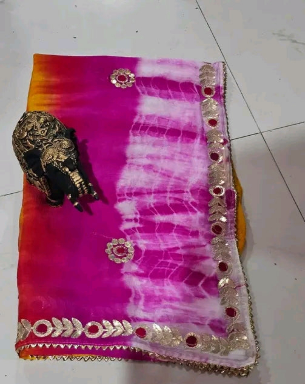 Multi Color Sibori Gota Patti Saree
