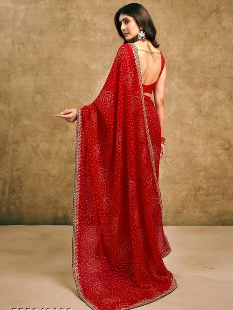 Bandhani Saree with Sequence Border