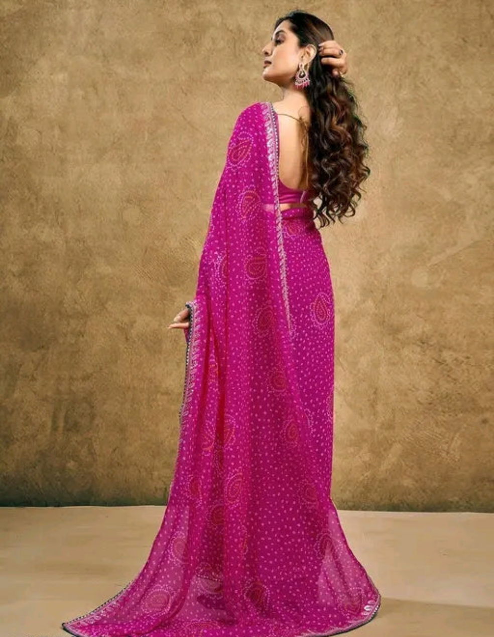 Bandhani Saree with Sequence Border