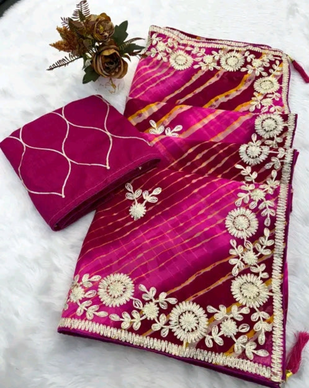 Saawan Gota PattiLeheriya Saree with silk blouse