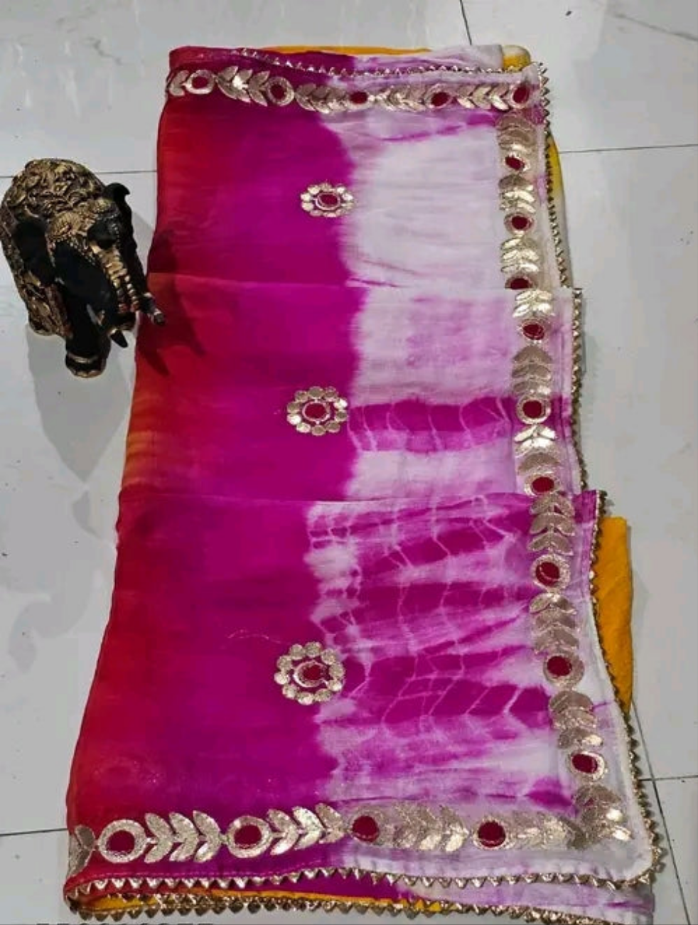 Multi Color Sibori Gota Patti Saree