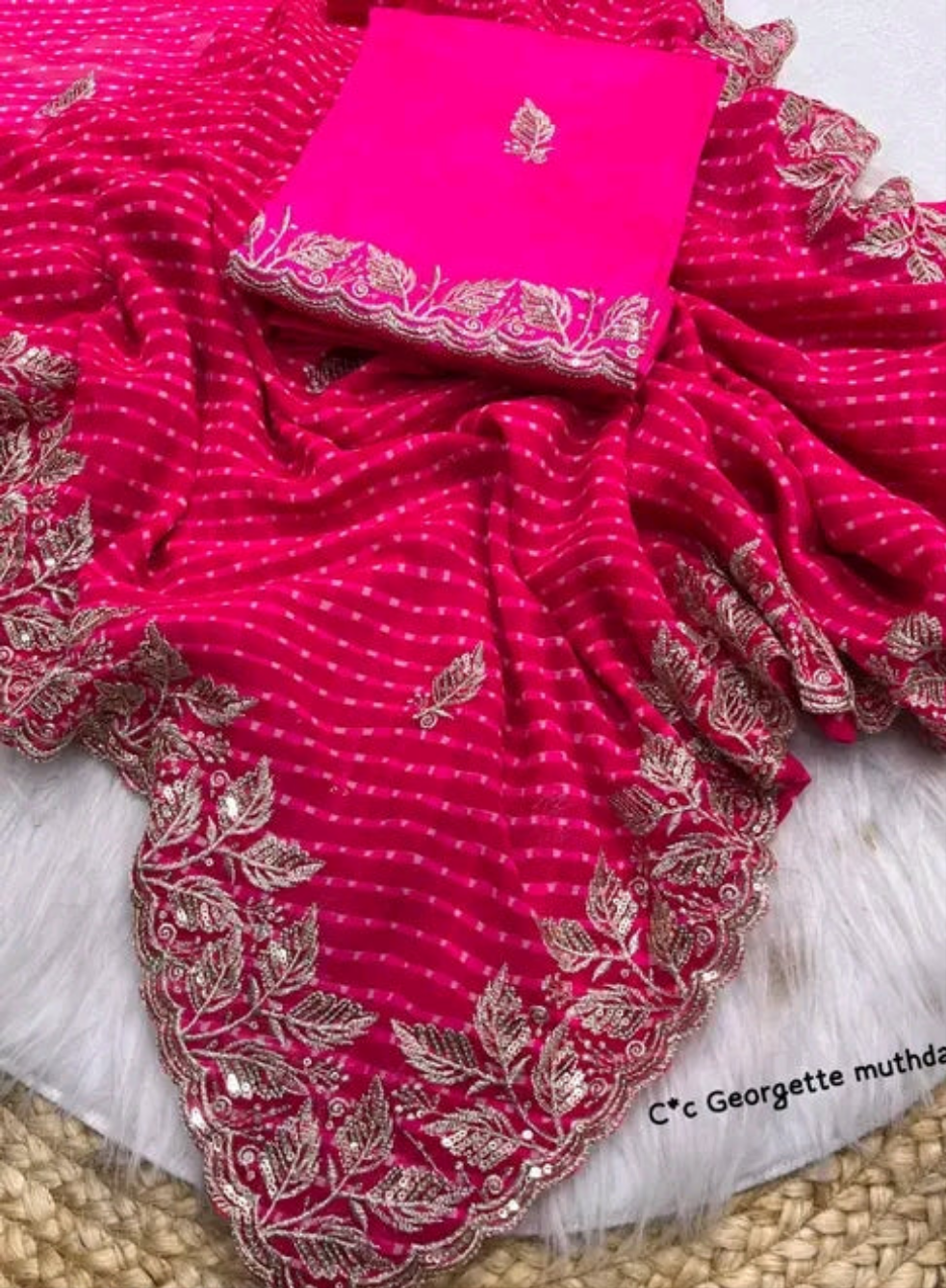 Gulabo Mothda Saree with Zardozi Embroidery
