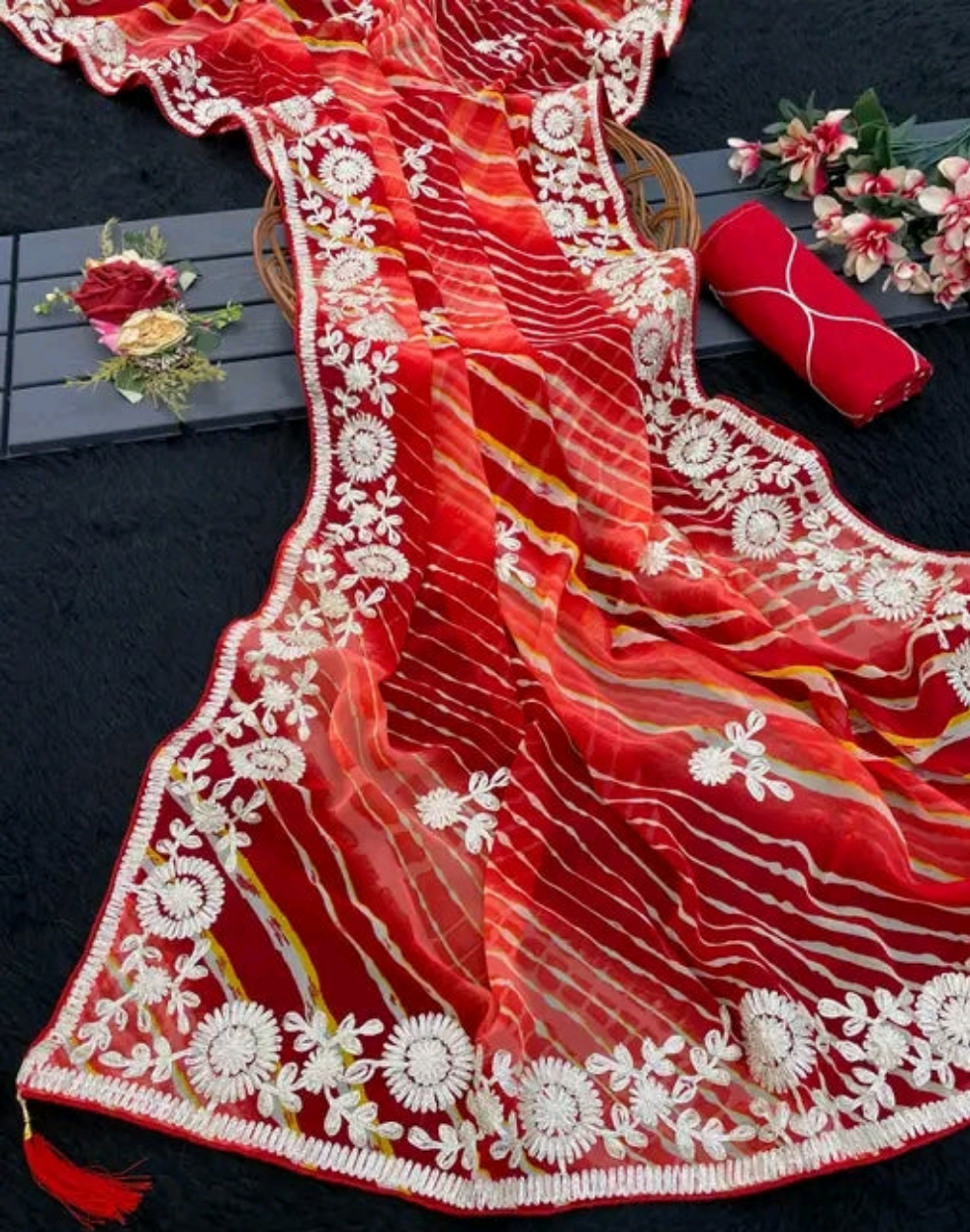Saawan Gota PattiLeheriya Saree with silk blouse