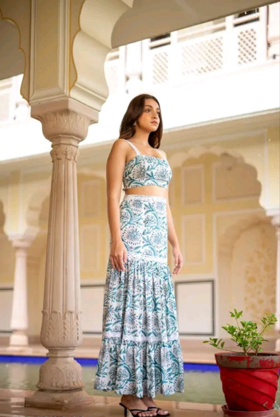 Printed Skirt Top Set