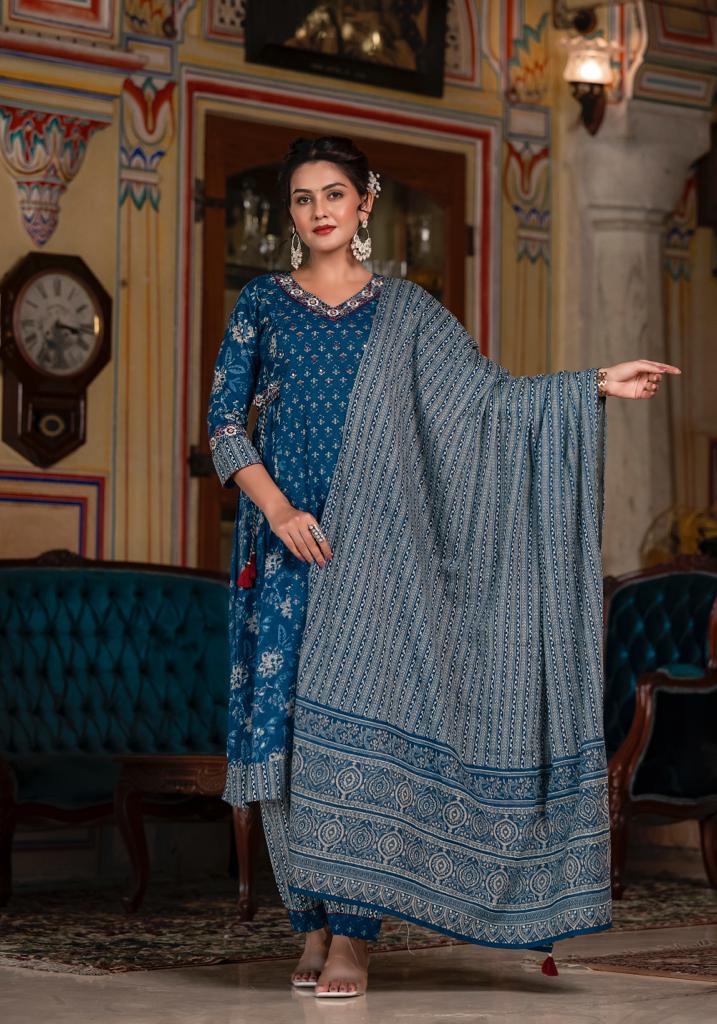 Raabta Floral Kurti with Afghani Pants