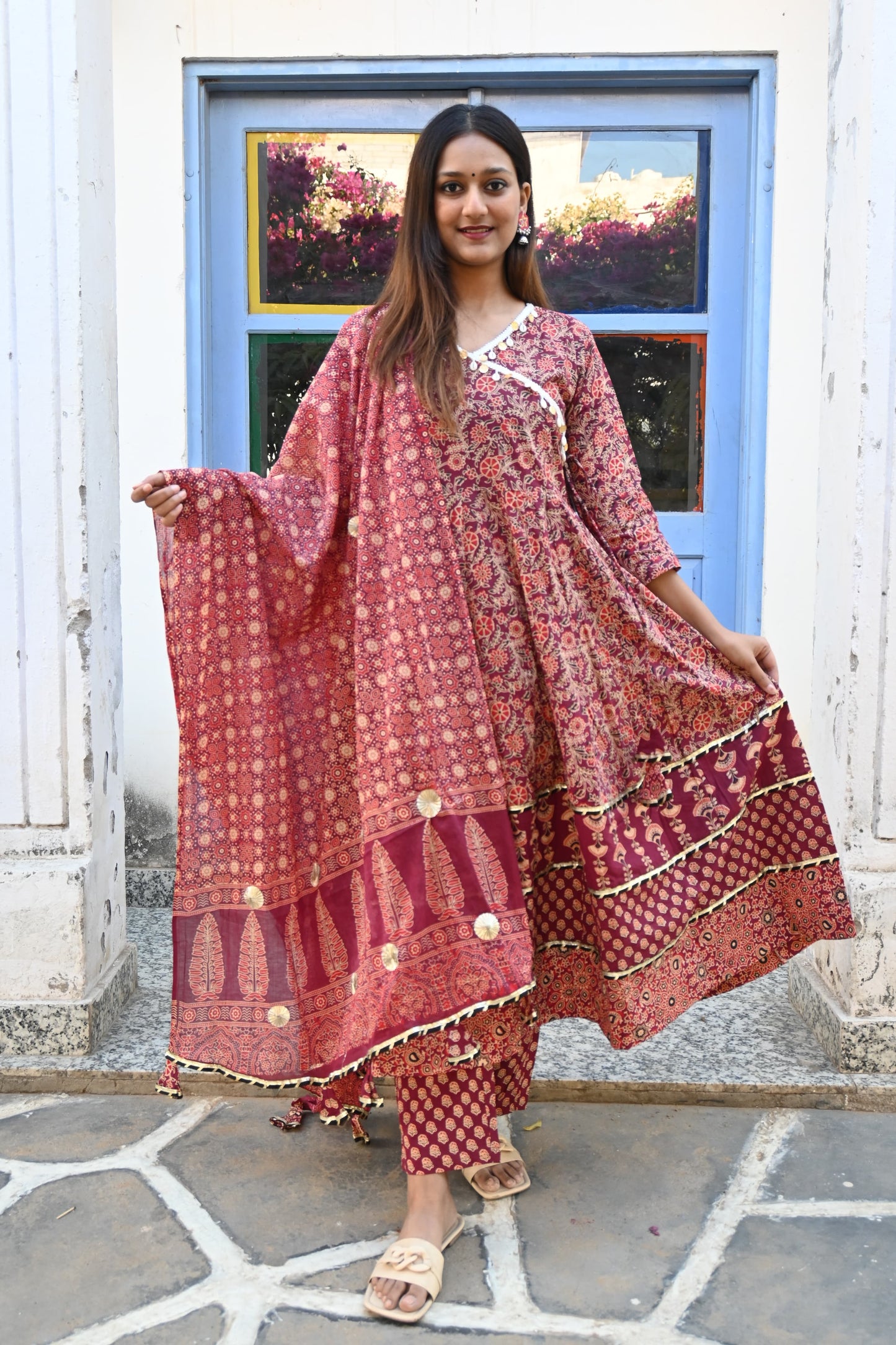 Raabta Red Floral Gota work Anarkali suit