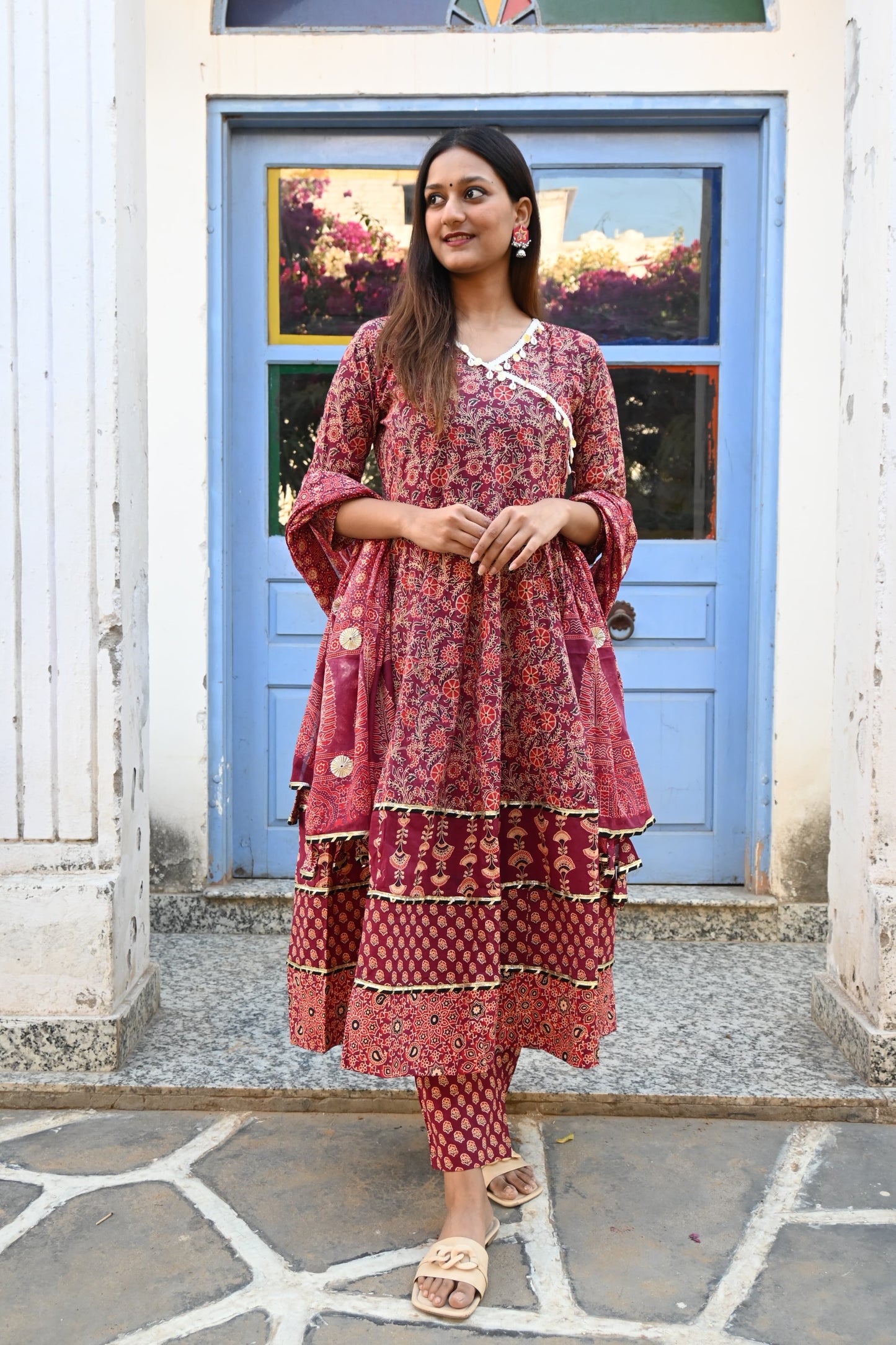 Raabta Red Floral Gota work Anarkali suit