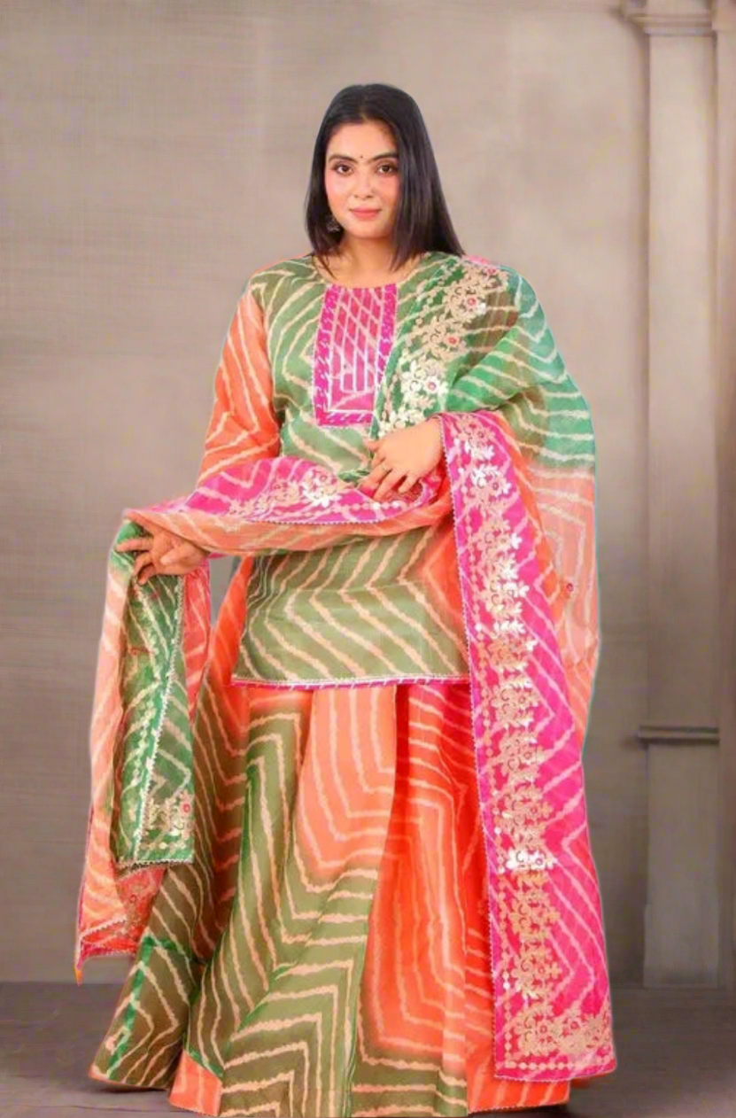 Leheriya Kota Doria Lehenga