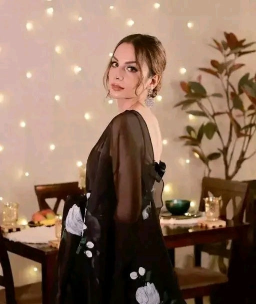 Cocktail Black Organza Saree