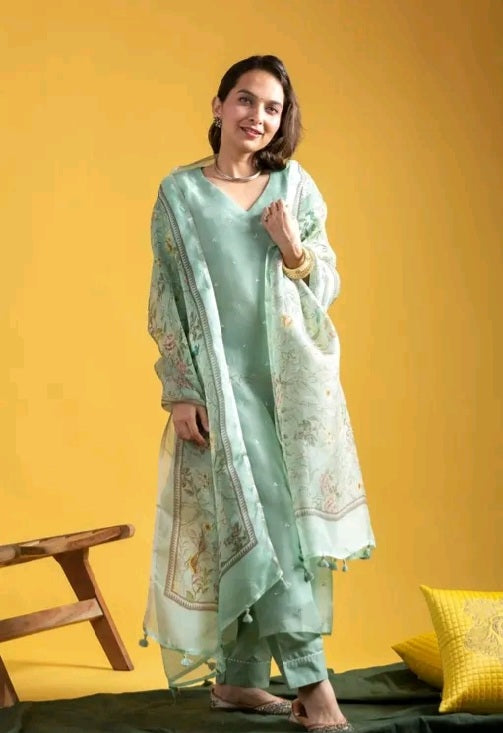 Roohaniyat Sequence Kurti Set with Printed Dupatta