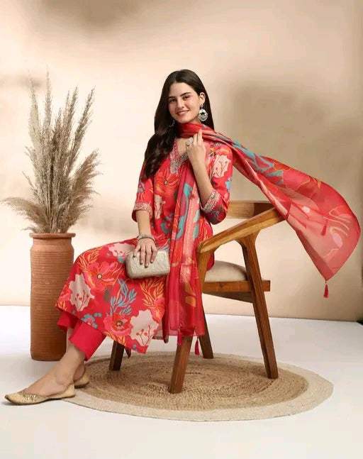 Roohaniyat Floral Print Kurti Set with Dupatta