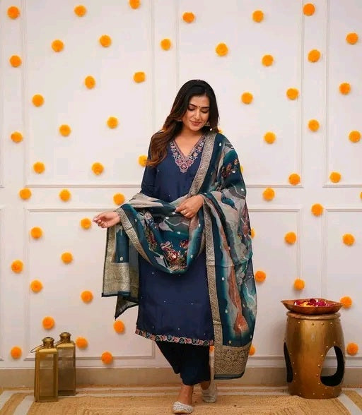 Khwaish Silk Kurti with Zari Dupatta