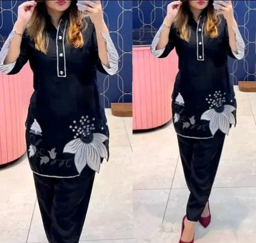 HAND EMBROIDERY AND LACE CO ORD Set