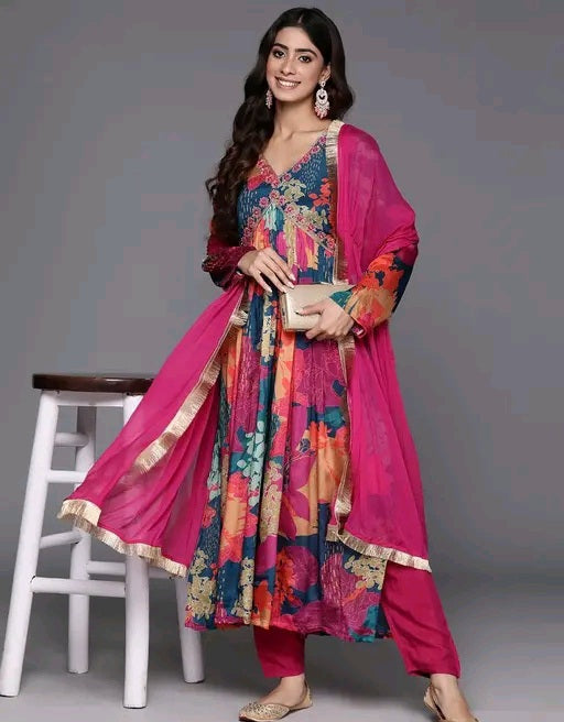 Floral Aline Kurta With Dupatta
