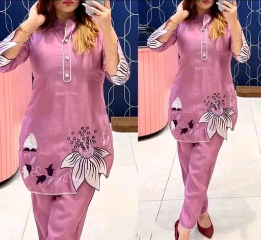 HAND EMBROIDERY AND LACE CO ORD Set