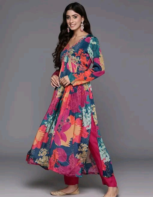 Floral Aline Kurta With Dupatta