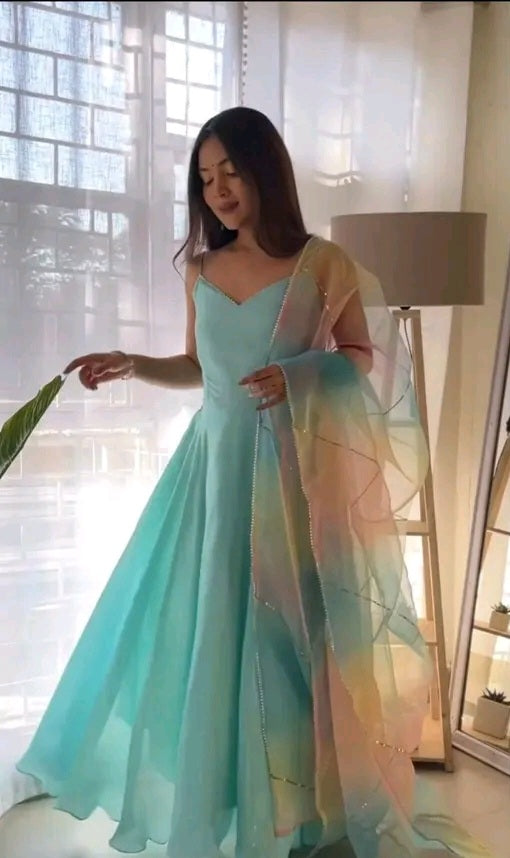 Elegant Anarkali Suit with Lehariya Dupatta