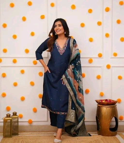 Khwaish Silk Kurti with Zari Dupatta