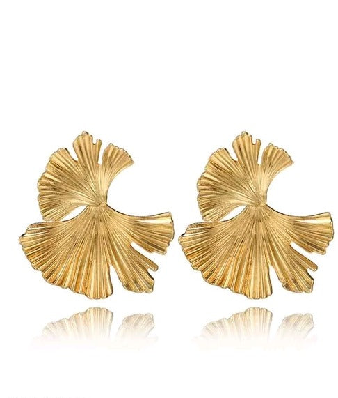 Trendy Golden Feather Dangler Earrings
