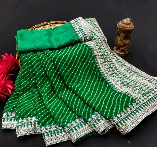 Roohaniyat Zardozi Border Leheriya Saree