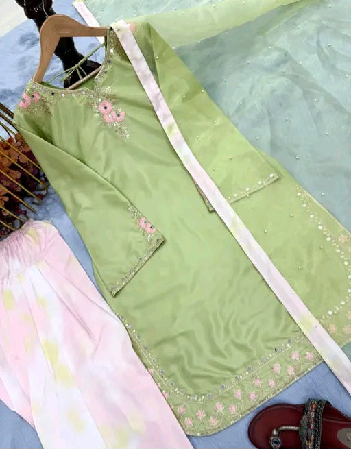Short Kurti Suit with Zardozi embroidery