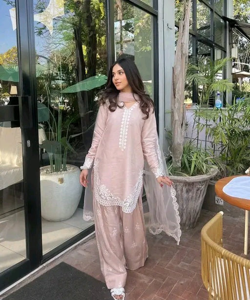 Nkshatra Pink Kurti Punjabi Salwar With Embroidery and Dupatta