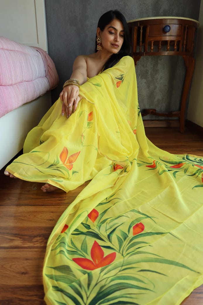 Phulwari Hand Painted Saree