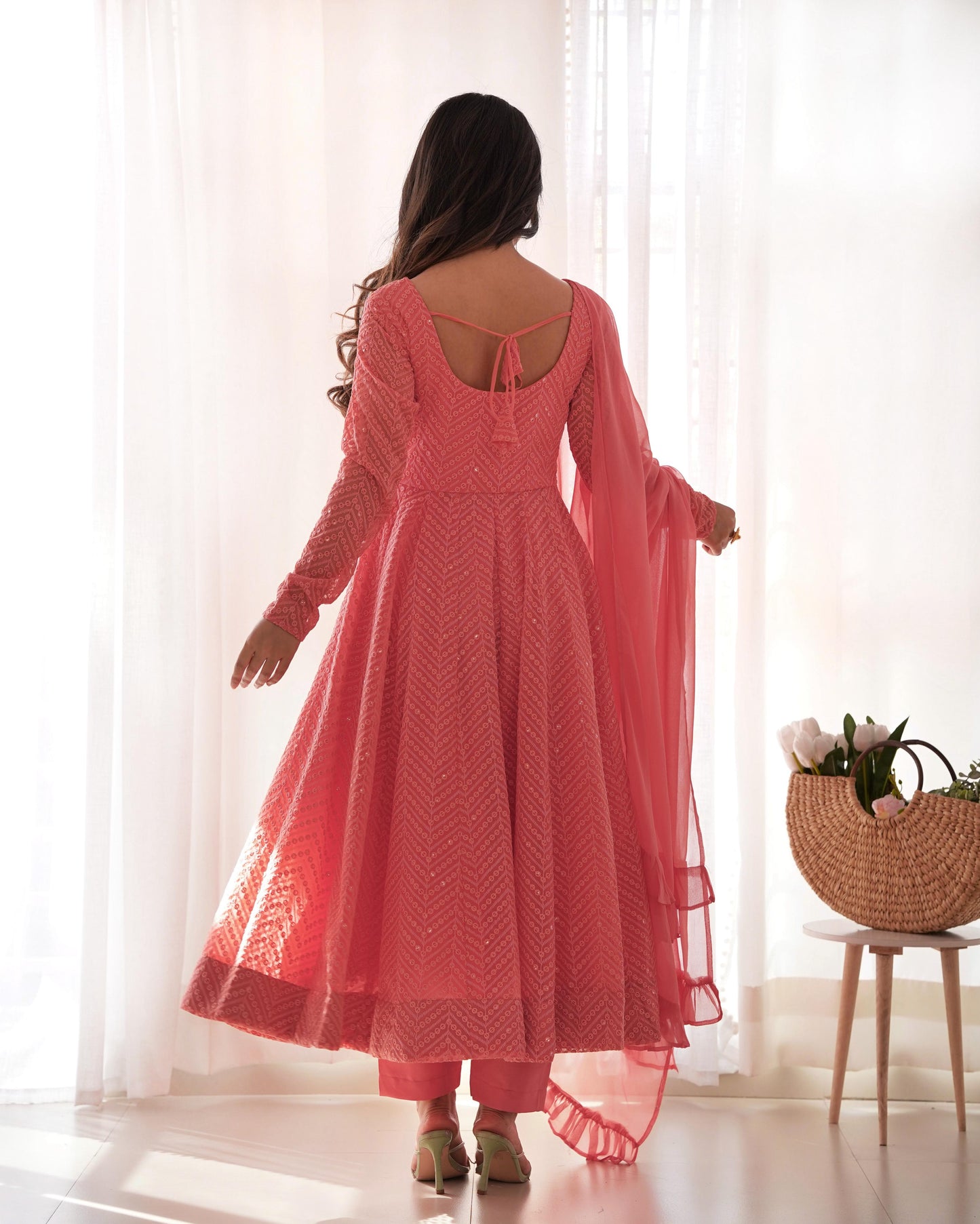 Chicken Work Anarkali Suit Set