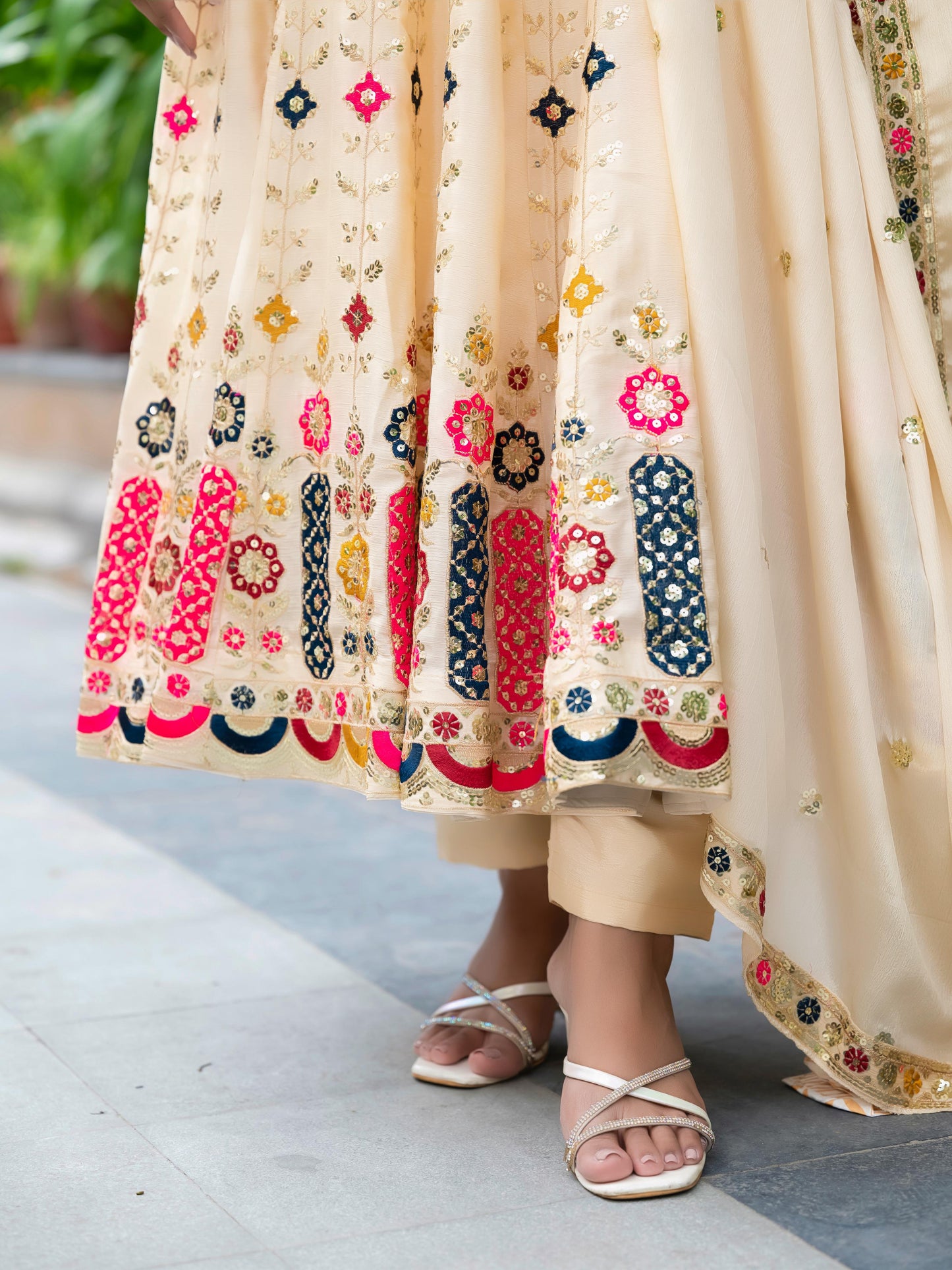 Ivory Embroidery Anarkali Suit Set