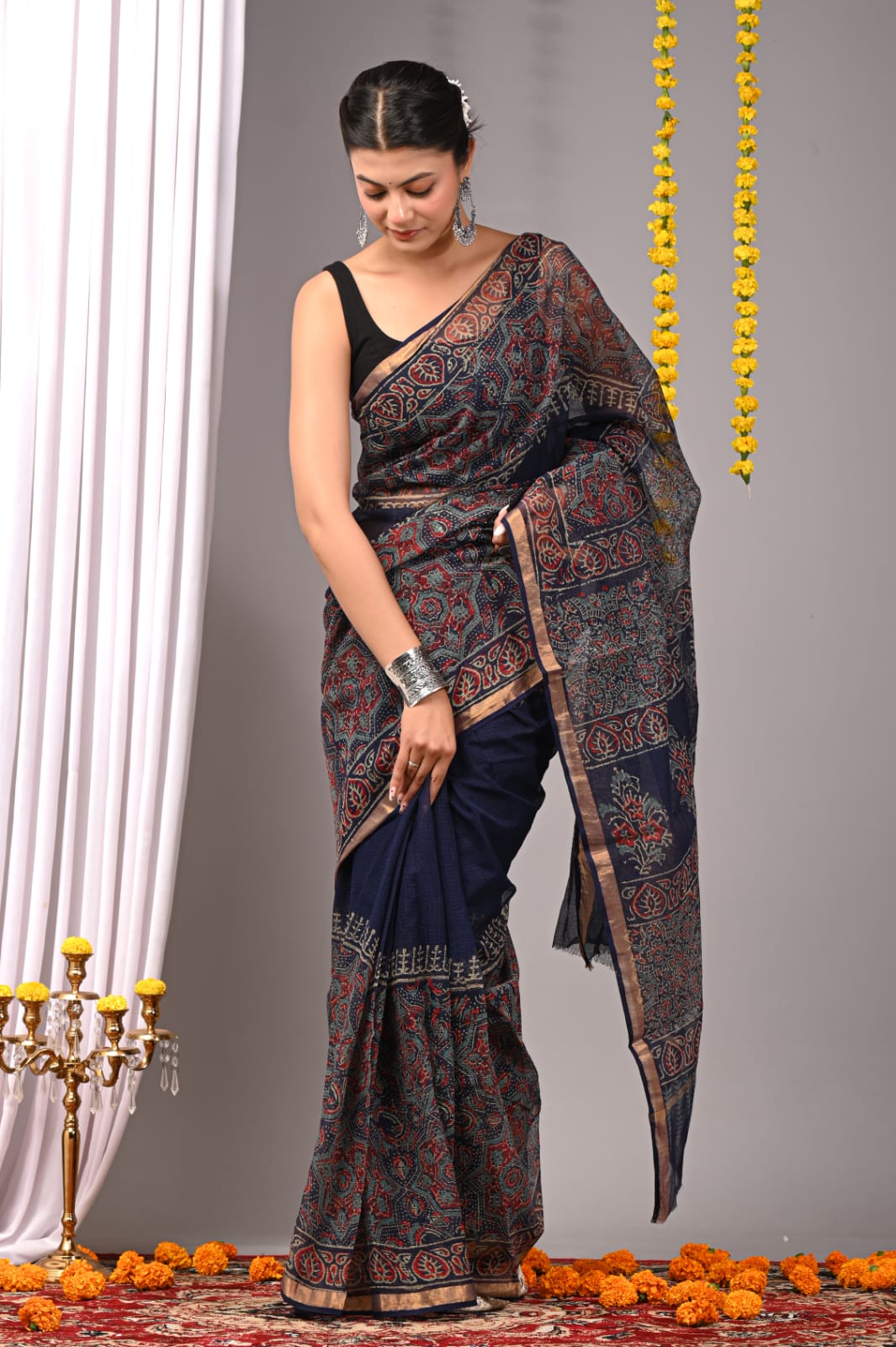 Broad Border Hand painted KOTA Doria Saree