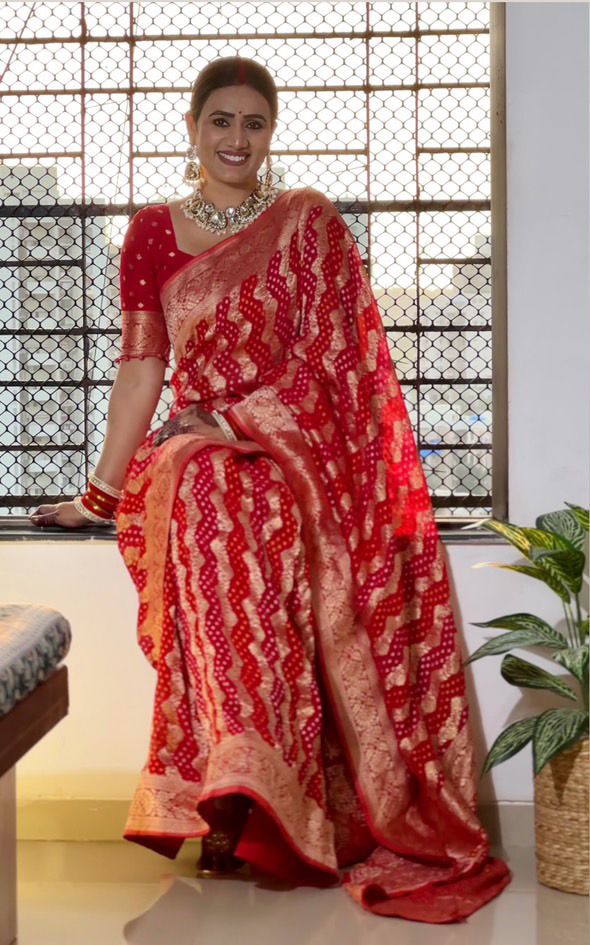 Bridal Banarsi Bandhani Saree