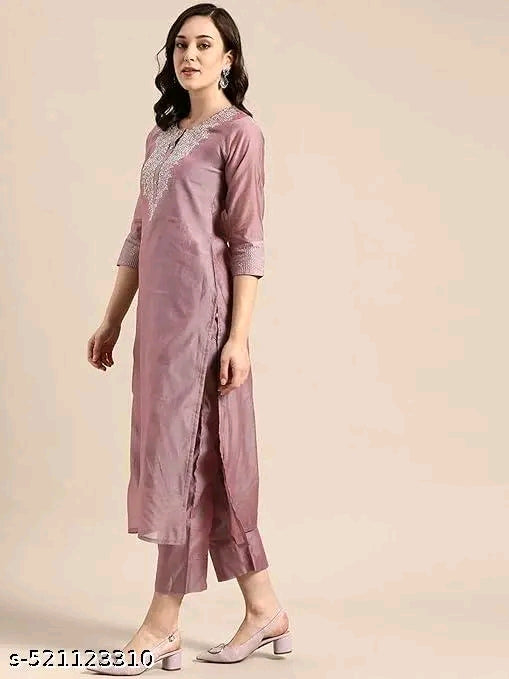 Pitta Work Embroidery Kurti Set with Dupatta
