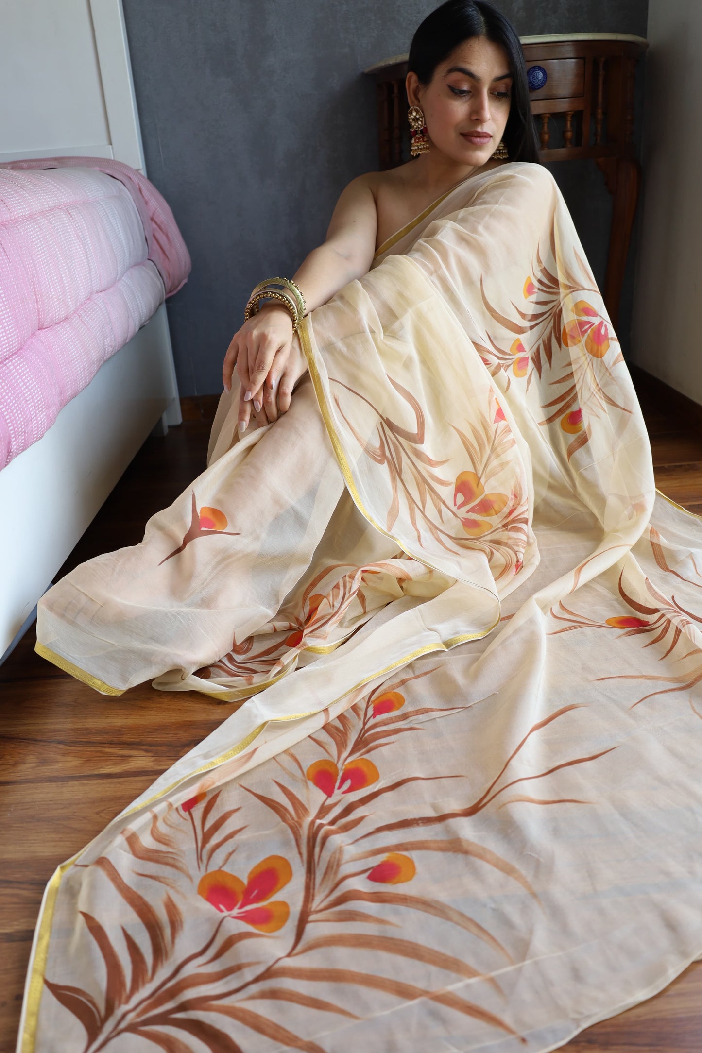Phulwari Hand Painted Saree