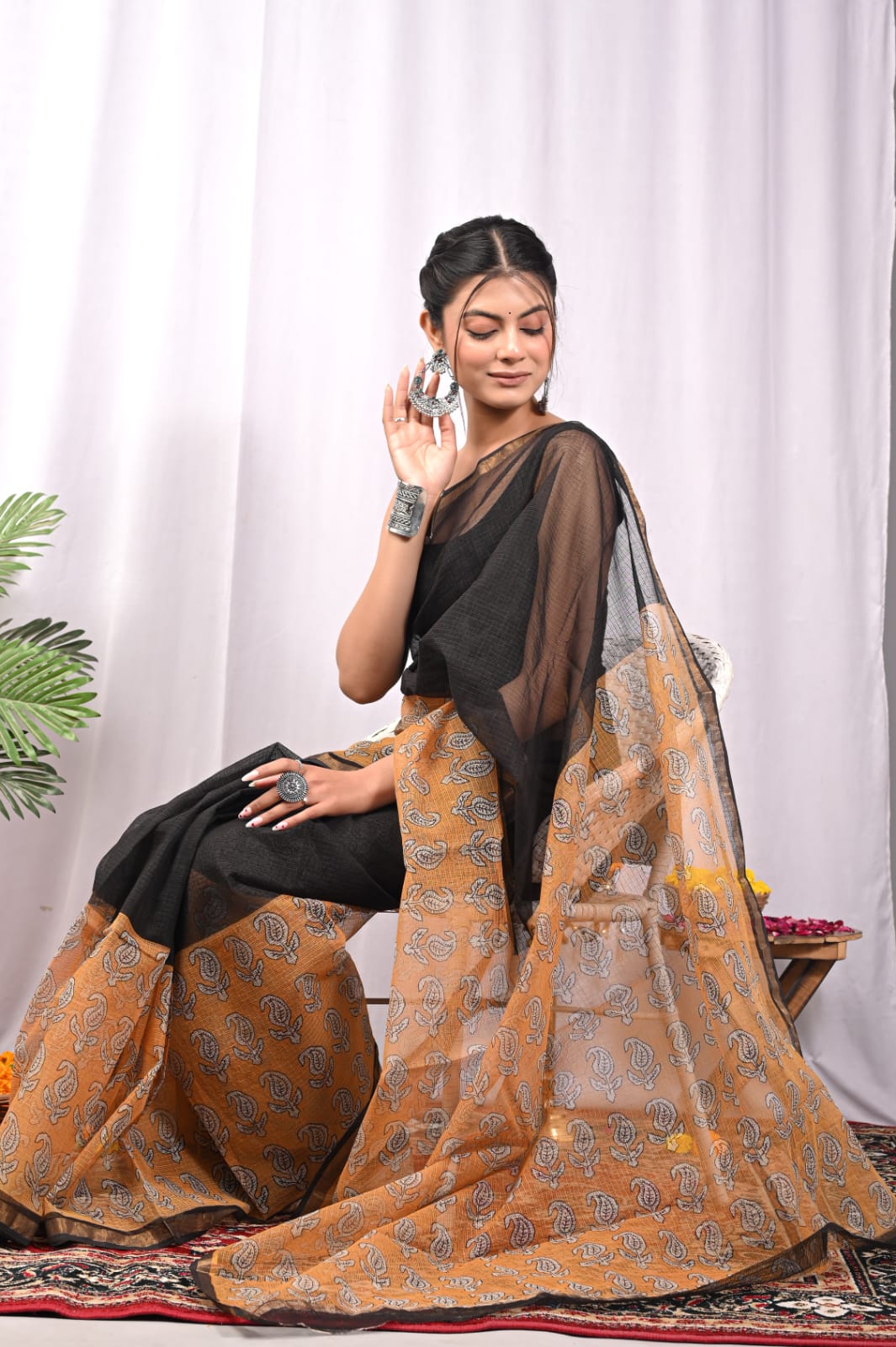 Broad Border Hand painted KOTA Doria Saree