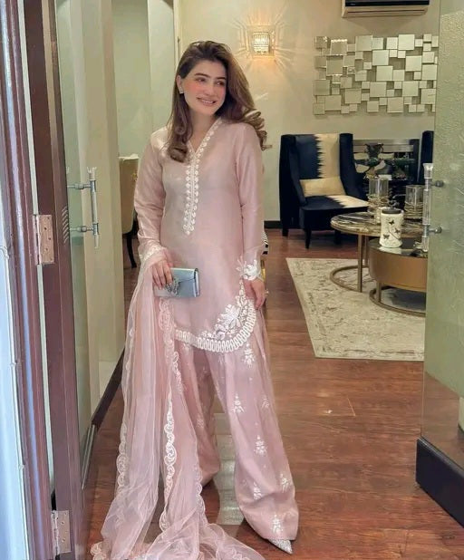 Nkshatra Pink Kurti Punjabi Salwar With Embroidery and Dupatta