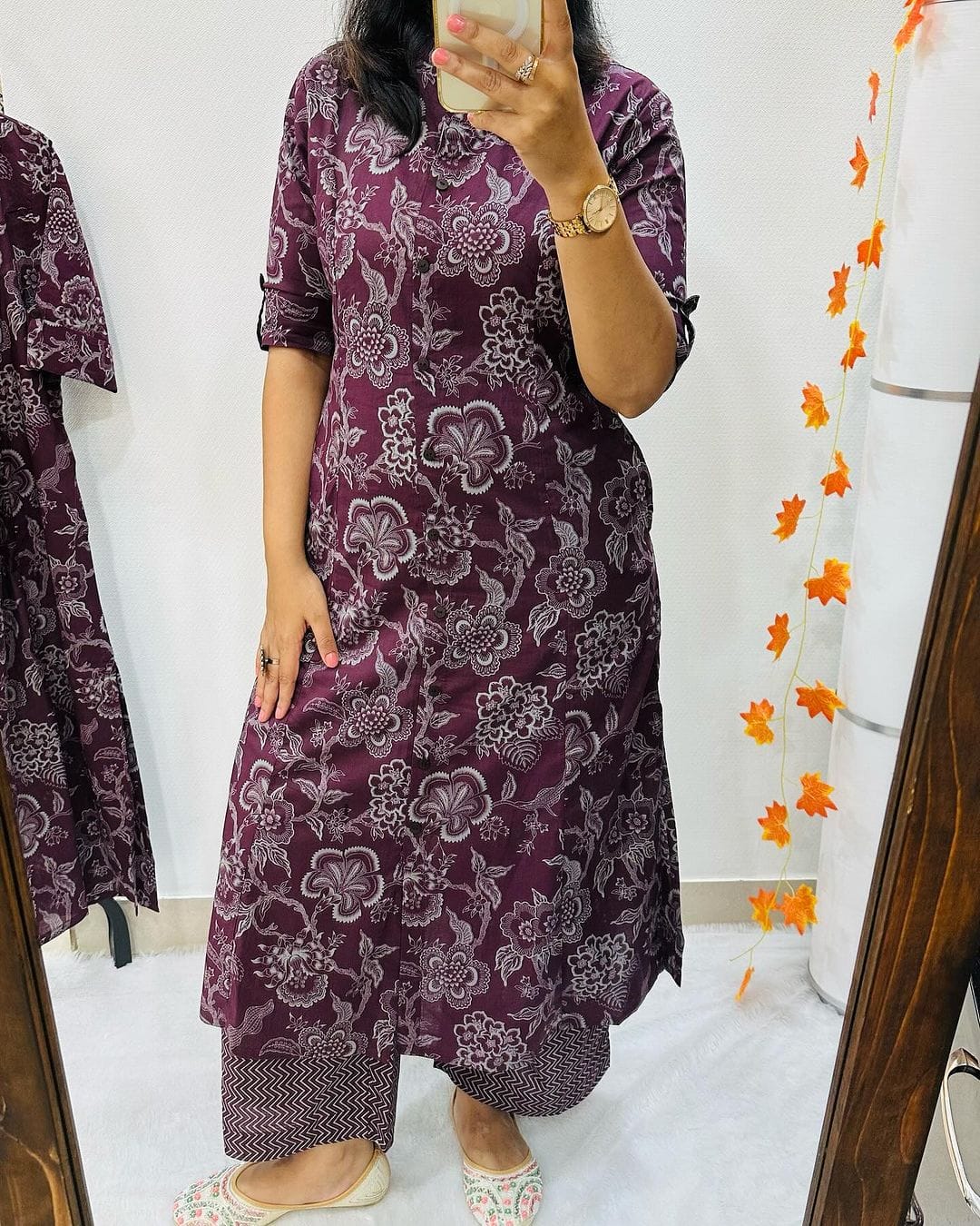 Floral Print Cotton Kurti Set