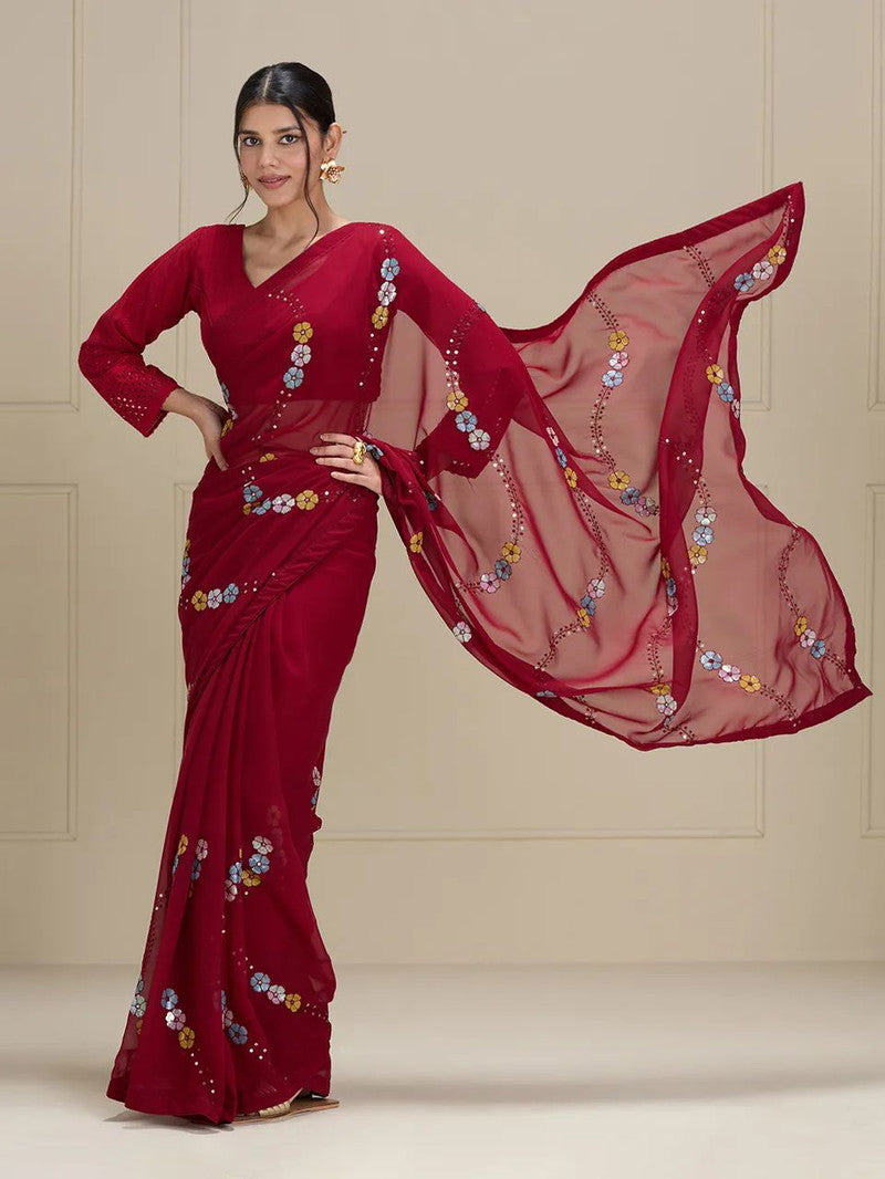 FoolBooti Red Saree