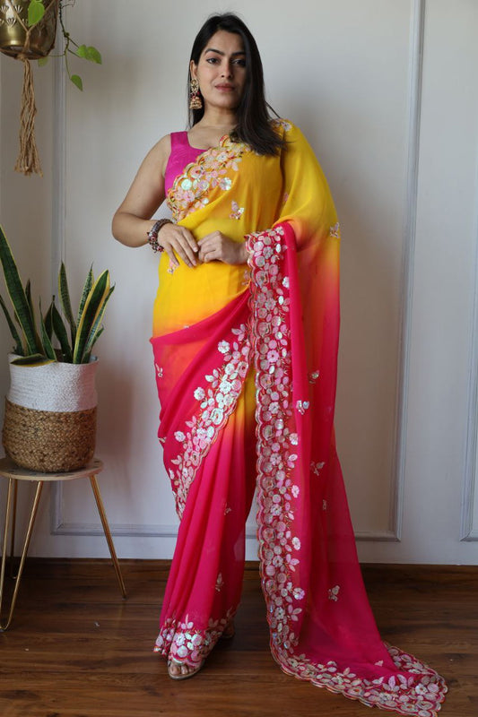 Sequence Work Shaded Saree