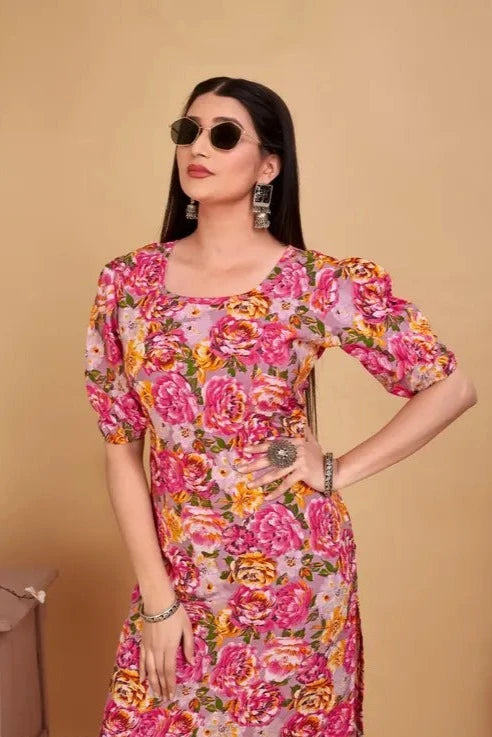 Floral Pink Kurti