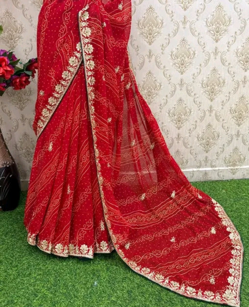 Bandhani Zari Saree