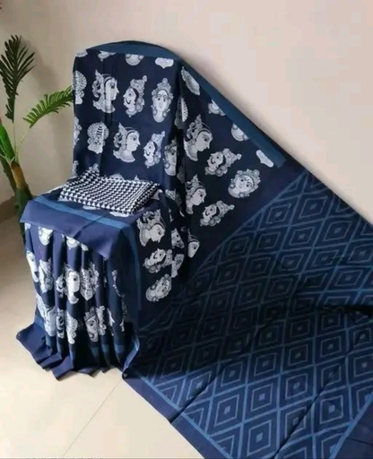 Tribal print Indigo saree